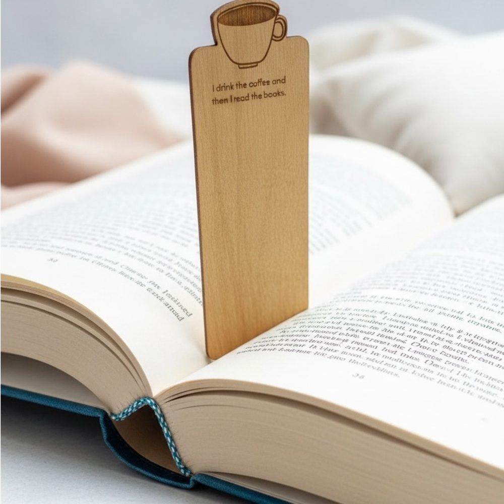 Wooden Coffee Cup Bookmark
